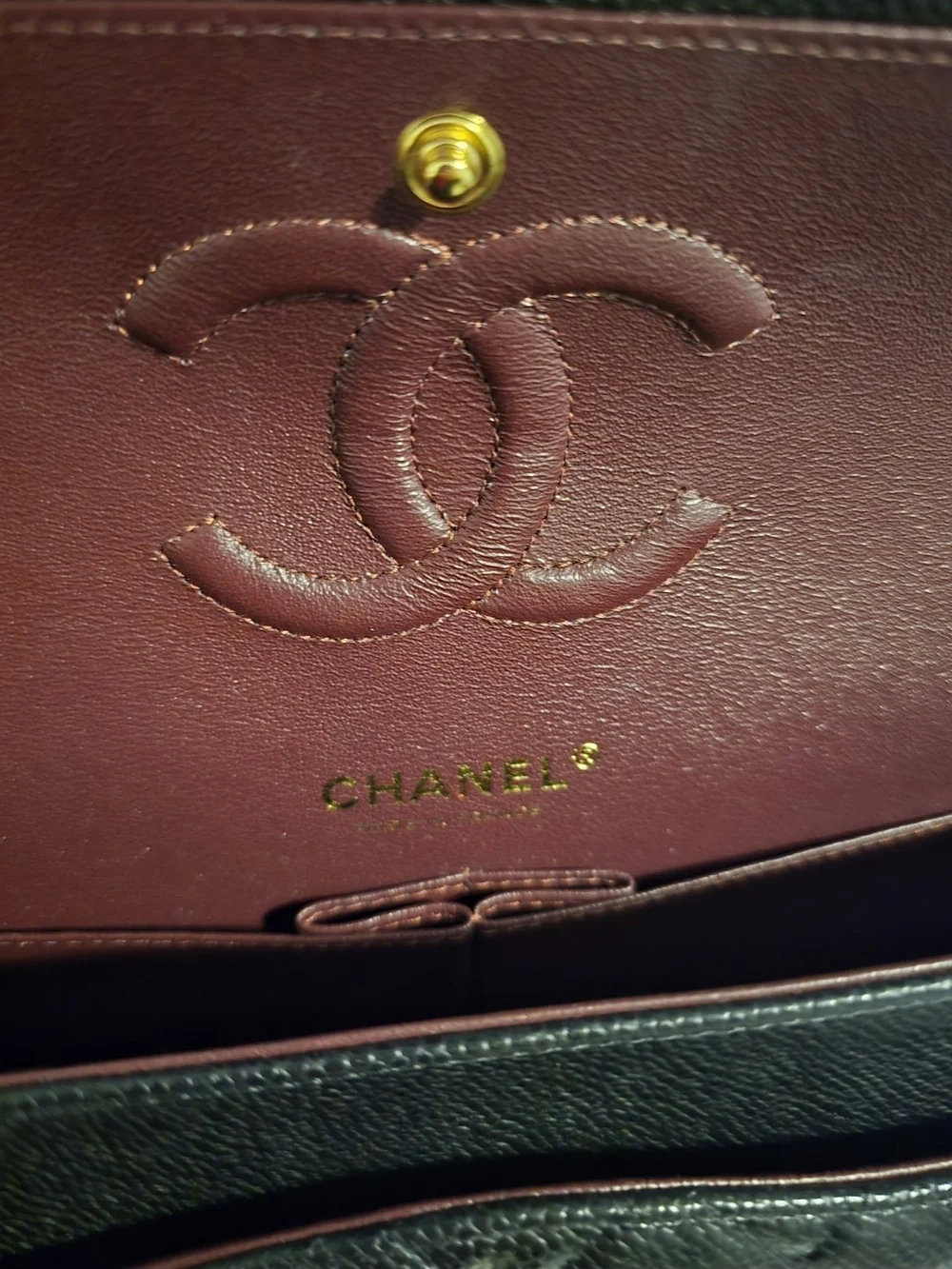 Chanel Classic Quilted Black Cavier Shoulder Bag with Gold Hardware